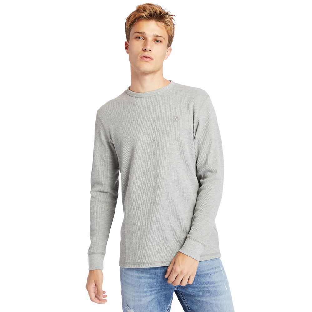 Timberland Πουκαμισα Ανδρικα Γκρι - Wharf River Waffle-Knit Crewneck - Greece 8214509-UJ